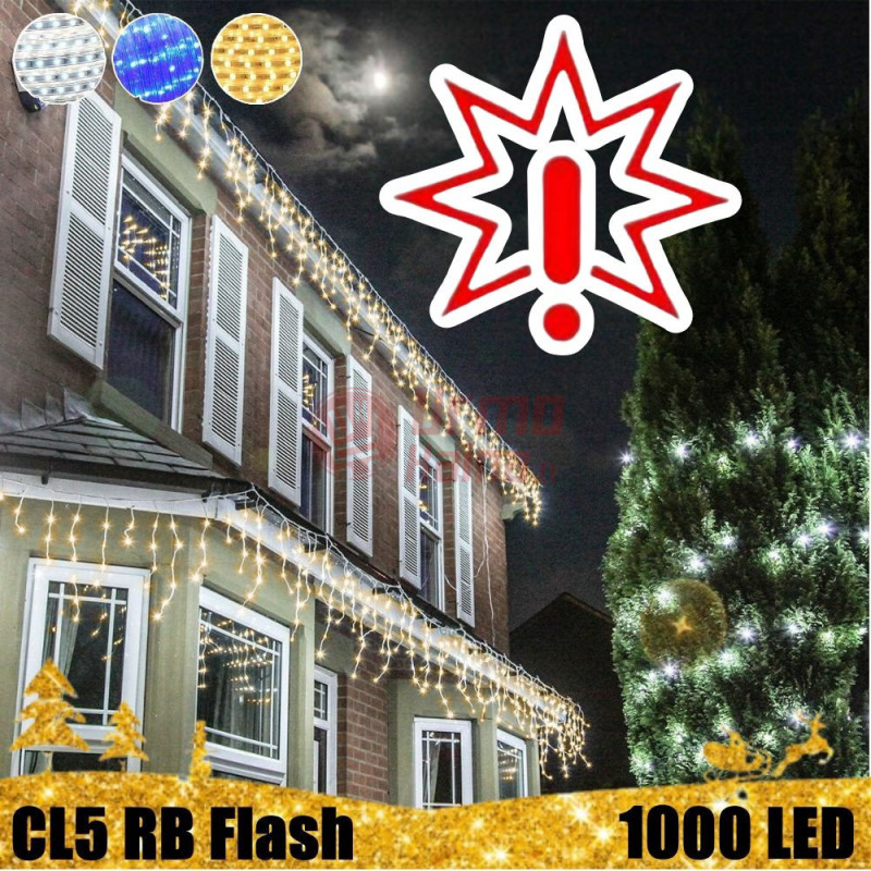 1000 LED girlianda varvekliai STANDART PLIUS RB FLASH CL5 BL/WW (Prekė su defektu 9902901)