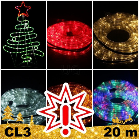LED Girlianda vamzdelyje Rope 20 m CL3, šiltai baltos spalvos (Prekė su defektu 9902903)