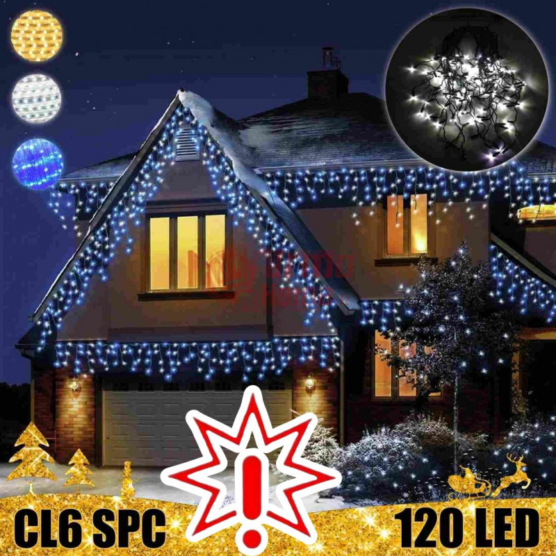 120 LED girlianda varvekliai 6 m BLYKSTĖ SPC CL6, šaltai baltos spalvos (Prekė su defektu 9902905)