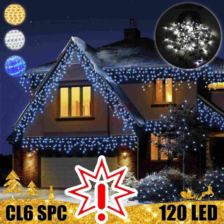 120 LED girlianda varvekliai 6 m BLYKSTĖ SPC CL6, šaltai baltos spalvos (Prekė su defektu 9902905)