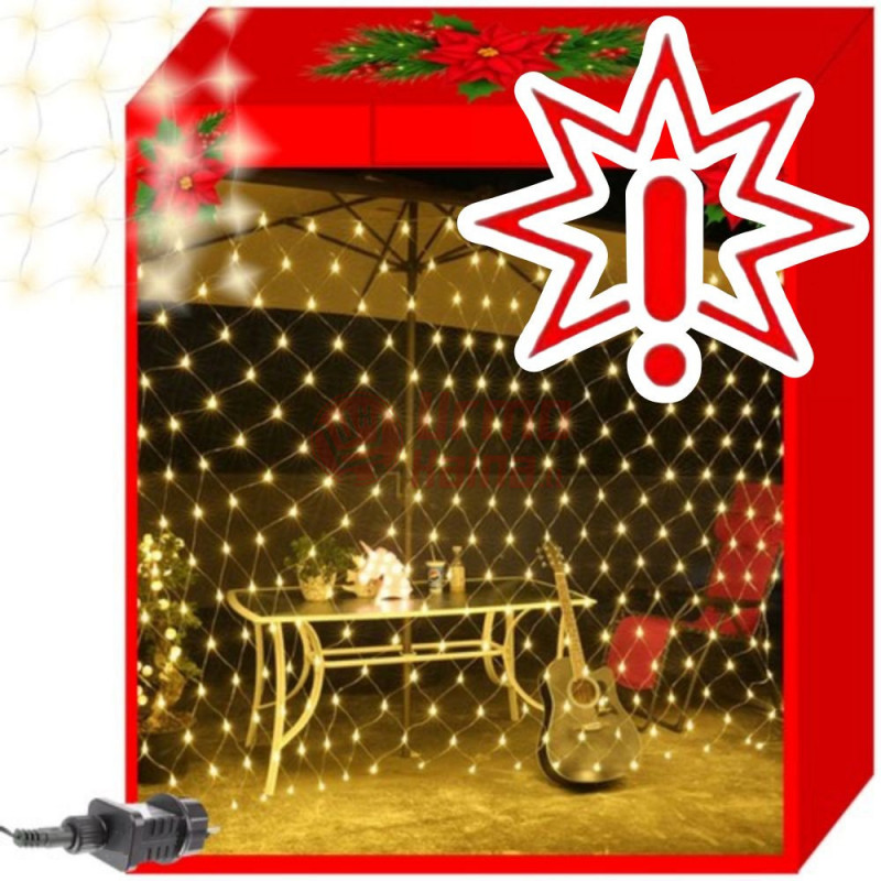 120 LED Girlianda Užuolaida - Tinklas, žalias laidas 1.9x0.85 m 31V