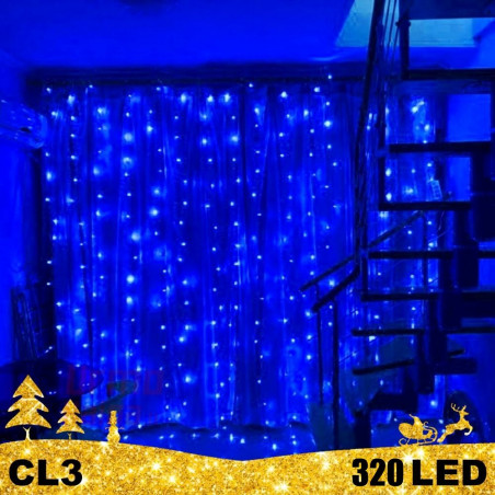 320 LED girlianda Užuolaida  Krioklys juodu laidu 4,3x2,8 m CL3