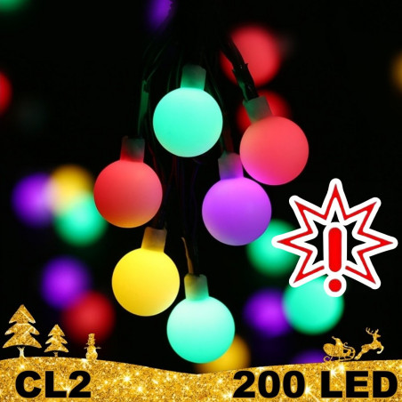 200 LED girlianda burbuliukai STANDART CL2, šaltai baltos spalvos (Prekė su defektu 9902911)