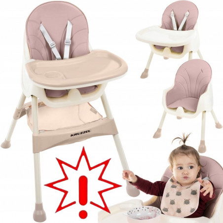 Sulankstoma maitinimo kėdutė 3in1 Kruzzel HC02, rožinė (Prekė su defektu 9902921)