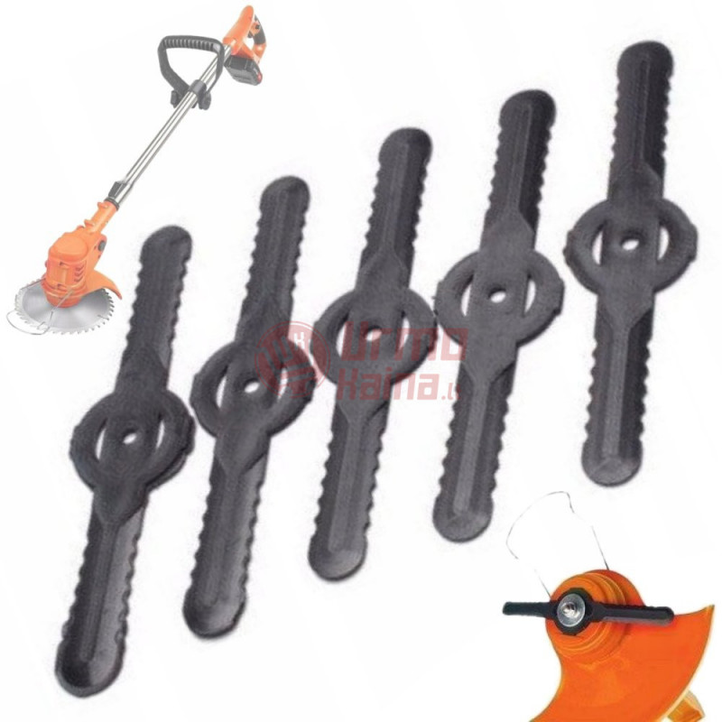 Akumuliatorinio trimerio pjovimo peiliai, 5 vnt. plastikiniai