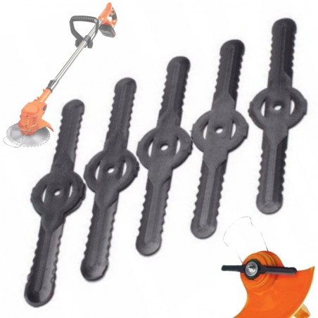 Akumuliatorinio trimerio pjovimo peiliai, 5 vnt. plastikiniai