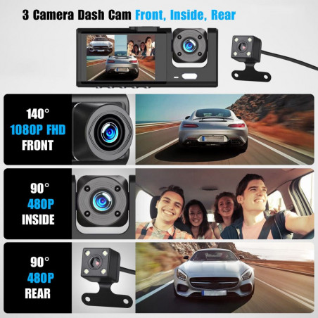 Vaizdo registratorius P09 su 3 kameromis