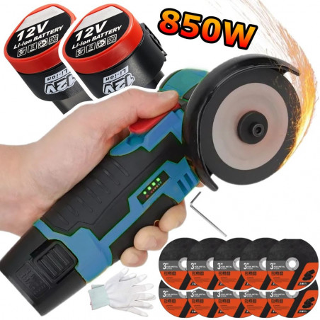 Akumuliatorinis kampinis šlifuoklis MEISTER MS-698 + kroviklis, 2 akumuliatoriai ir priedai