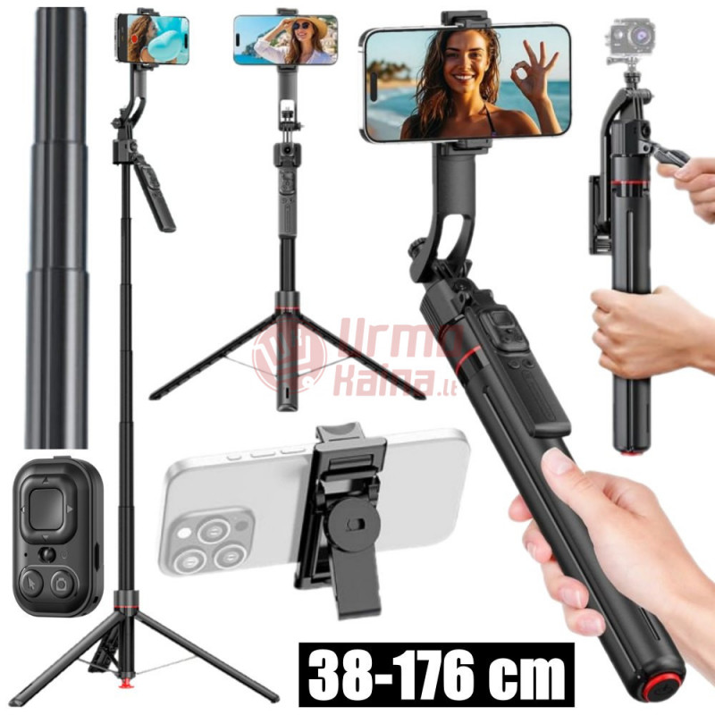 Išmanioji asmenukių lazda – stabilizatorius su sekimo funkcija TT07, 176 cm