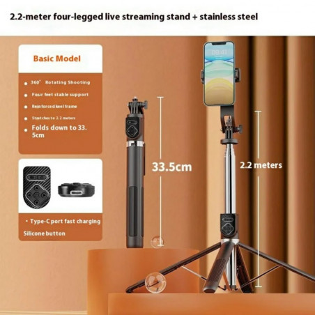 Teleskopinis trikojis stovas telefonui 220 cm P230TK