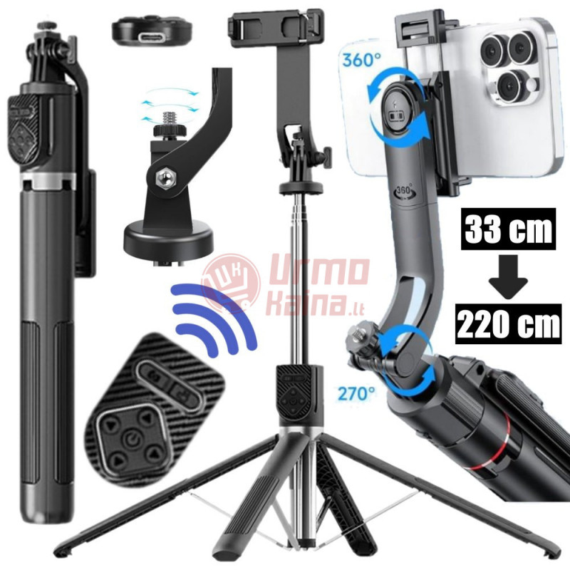 Teleskopinis trikojis stovas telefonui 220 cm P230TK
