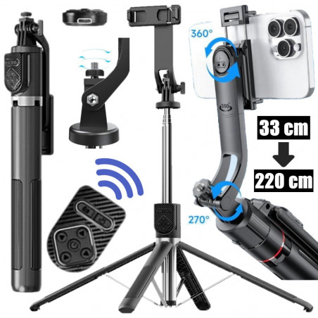 Teleskopinis trikojis stovas telefonui 220 cm P230TK