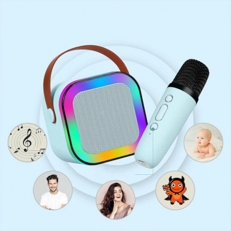 Nešiojama kolonėlė su dviem karaokė mikrofonais RF