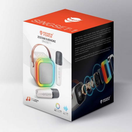 Nešiojama kolonėlė su dviem karaokė mikrofonais RF