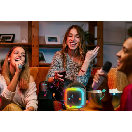 Nešiojama kolonėlė su dviem karaokė mikrofonais RF