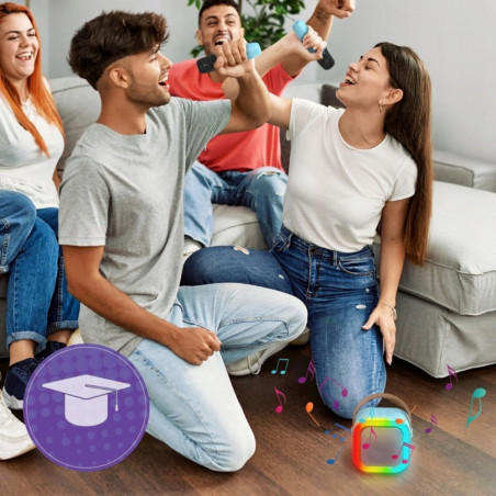 Nešiojama kolonėlė su dviem karaokė mikrofonais RF