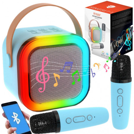 Nešiojama kolonėlė su dviem karaokė mikrofonais RF