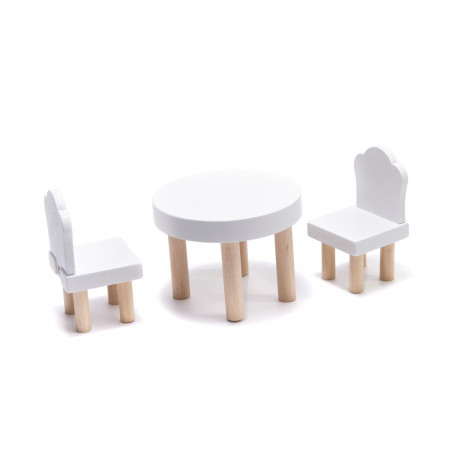 Medinis lėlių namelis su priedais ir LED LULILO