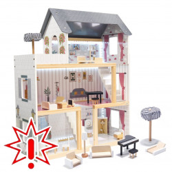 Medinis lėlių namelis su priedais ir LED LULILO (Prekė su defektu 9902946)