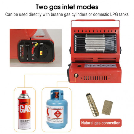 Turistinis nešiojamas dujinis šildytuvas - viryklė 2in1