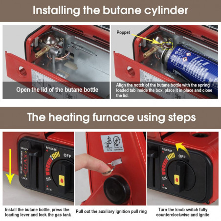 Turistinis nešiojamas dujinis šildytuvas - viryklė 2in1