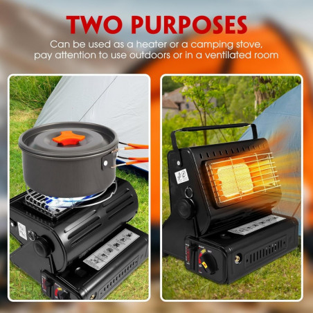 Turistinis nešiojamas dujinis šildytuvas - viryklė 2in1