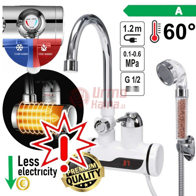 Momentinis vandens šildytuvas su dušu PROFI LCD KATLA-4 (Prekė su defektu 9902954)