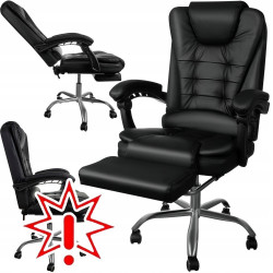 Biuro kėdė su atrama kojoms MLT01 juoda (Prekė su defektu 9902963)