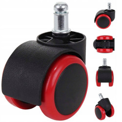 Ratukai biuro kėdei 5 cm - 5 vnt., raudoni