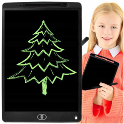 Piešimo planšetė su rašikliu PP12 LCD, juodos spalvos