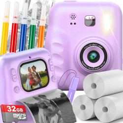 Momentinis vaikiškas fotoaparatas su spausdintuvu IW681 + 32 GB SD kortelė