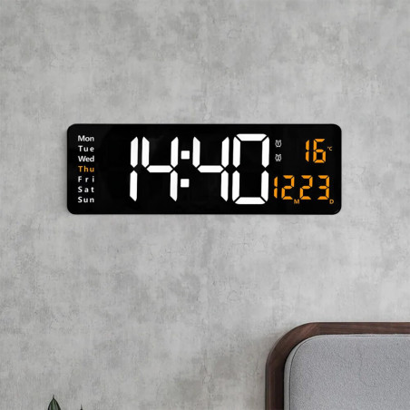 LED skaitmeninis sieninis laikrodis 39x13 cm