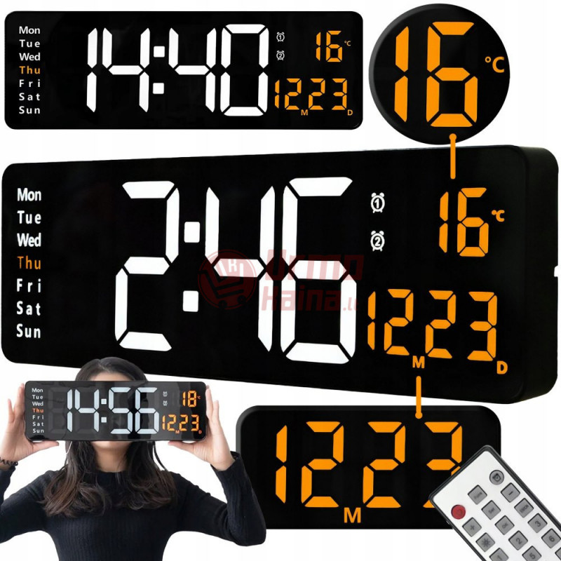 LED skaitmeninis sieninis laikrodis 39x13 cm