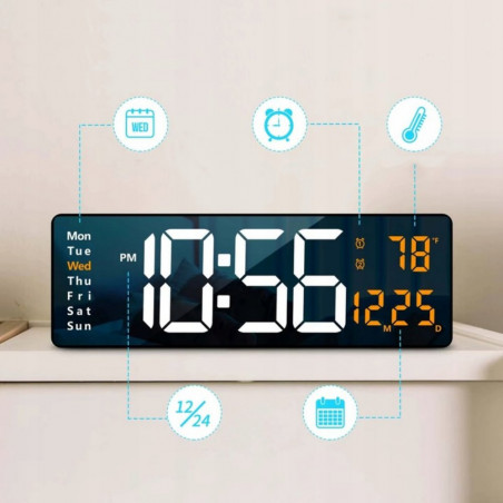 LED skaitmeninis sieninis laikrodis 39x13 cm