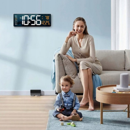 LED skaitmeninis sieninis laikrodis 39x13 cm