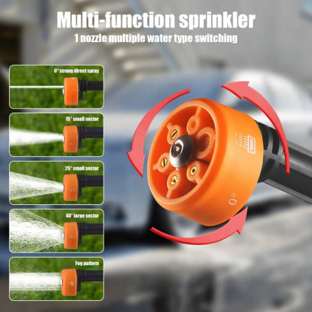 Akumuliatorinis aukšto slėgio plovimo įrenginys MEISTER SR909, 2 akumuliatoriai, kroviklis + priedai