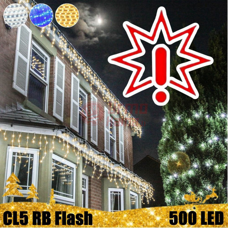500 LED girlianda varvekliai STANDART PLIUS RB FLASH CL5, šiltai baltos spalvos (Prekė su defektu )