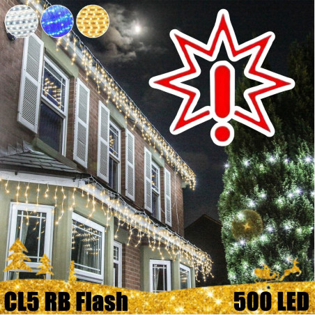 500 LED girlianda varvekliai STANDART PLIUS RB FLASH CL5, šiltai baltos spalvos (Prekė su defektu )