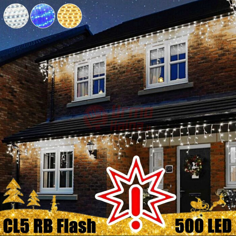 500 LED girlianda varvekliai STANDART PLIUS RB FLASH CL5, šaltai baltos spalvos (Prekė su defektu 9902976)