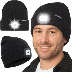 Kepurė su žibintuvėliu, juoda TL01