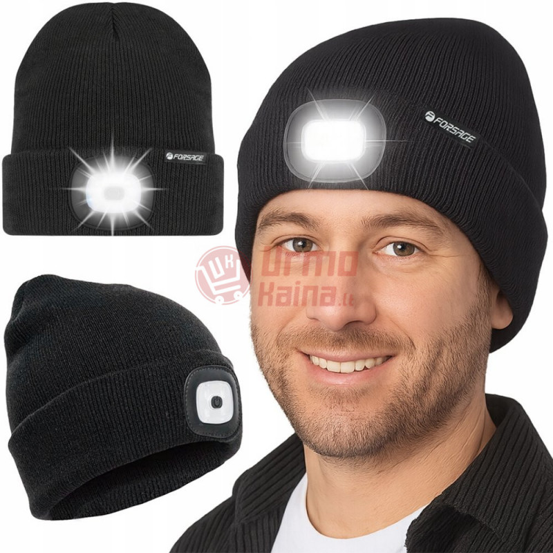 Kepurė su žibintuvėliu, juoda TL01