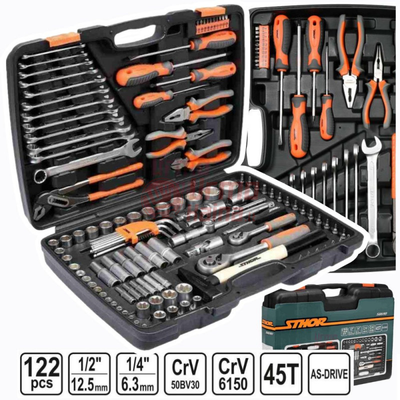Įrankių galvučių rinkinys STHOR 122 dalių