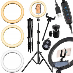 Žiedinė LED lempa LS25 su trikoju stovu PT