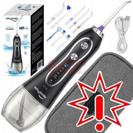 Įkraunamas nešiojamas irigatorius HF-6 + 8 antgaliai (Prekė su defektu 9902995)