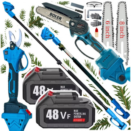 Akumuliatorinė aukštapjovė - genėjimo pjūklas + sekatorius BOXER BX3320 4000 W