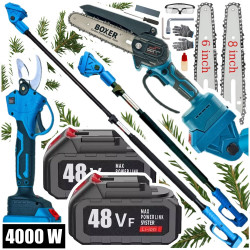 Akumuliatorinė aukštapjovė - genėjimo pjūklas + sekatorius BOXER BX3320 4000 W