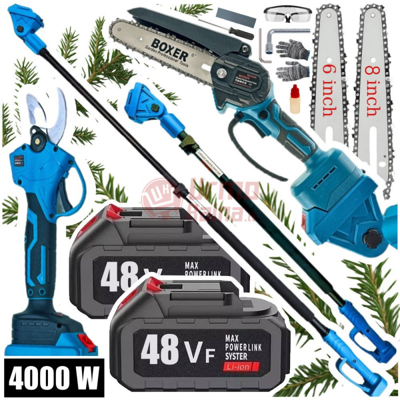 Akumuliatorinė aukštapjovė - genėjimo pjūklas + sekatorius BOXER BX3320 4000 W