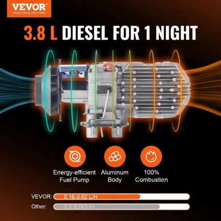 Automobilinis dyzelinis oro šildytuvas VEVOR 8 kW su LCD ekranu ir Bluetooth