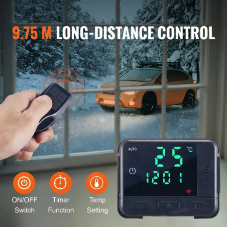 Automobilinis dyzelinis oro šildytuvas VEVOR 8 kW su LCD ekranu ir Bluetooth