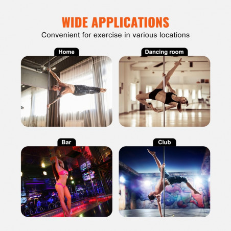 Reguliuojamas Pole dance stulpas VEVOR 282 cm, sidabrinis